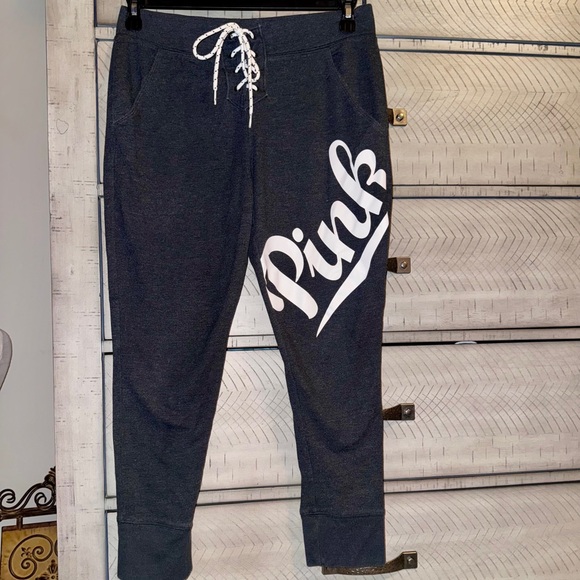 Victoria's Secret Dark Gray Leggings with White Logo - Picture 2 of 5